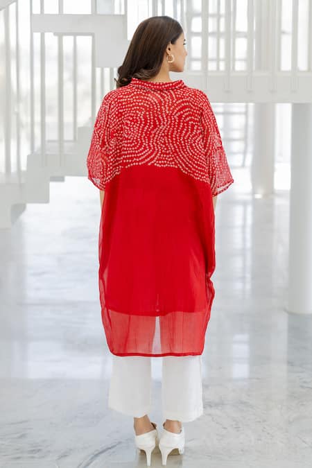 Silai Studio Ruby Swirl Bandhani Tunic Set 