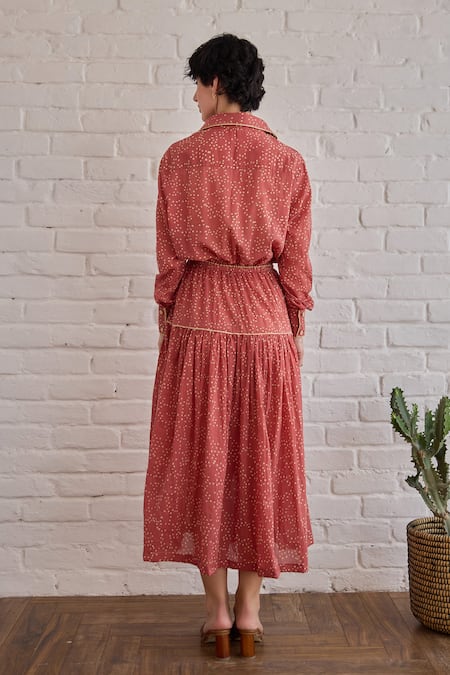 Taro Confetti Dot Printed Rose Whisper Dress 