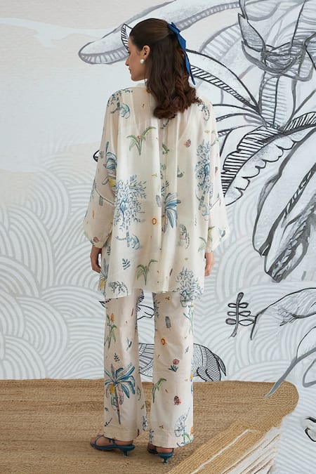 Shop Shivani Bhargava Ivory Chanderi Round Neck Digital Print Tunic at Aza Fashions Shop_Shivani Bhargava_Ivory Chanderi Round Neck Digital Print Tunic _at_Aza_Fashions