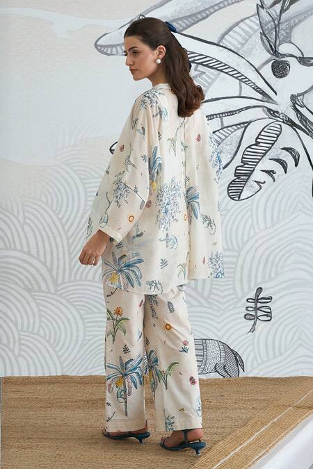 Buy Shivani Bhargava Ivory Chanderi Round Neck Digital Print Tunic Buy_Shivani Bhargava_Ivory Chanderi Round Neck Digital Print Tunic