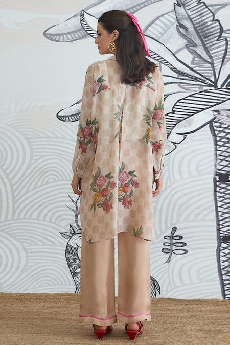 Shivani Bhargava Beige Check Flower Tunic 