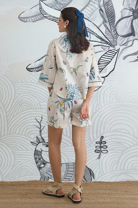 Shivani Bhargava Jungle Print Crop Shirt & Shorts Set 