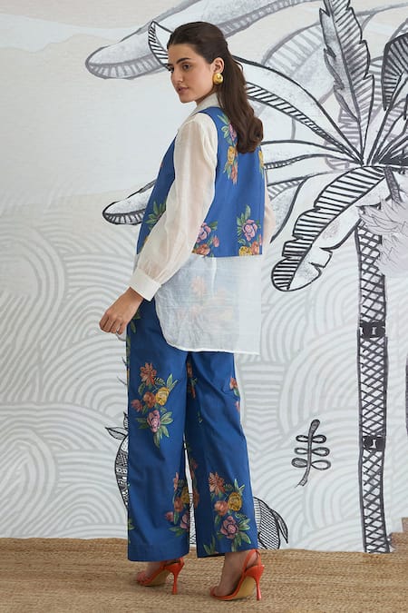 Shivani Bhargava Floral Print Waistcoat Jacket & Pant Set 