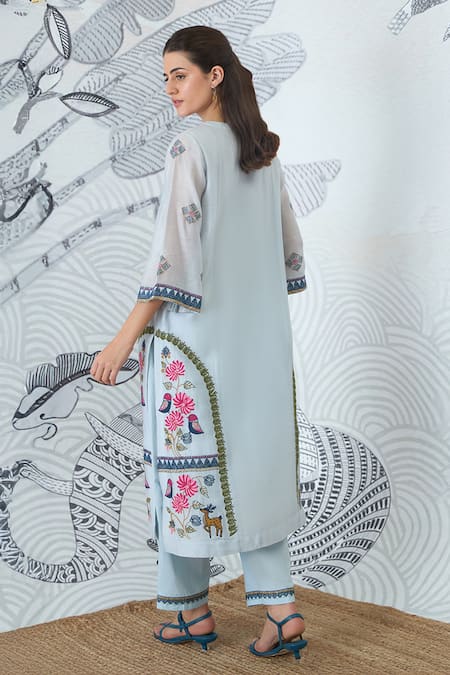 Shivani Bhargava Powder Blue Embroidered Kurta 