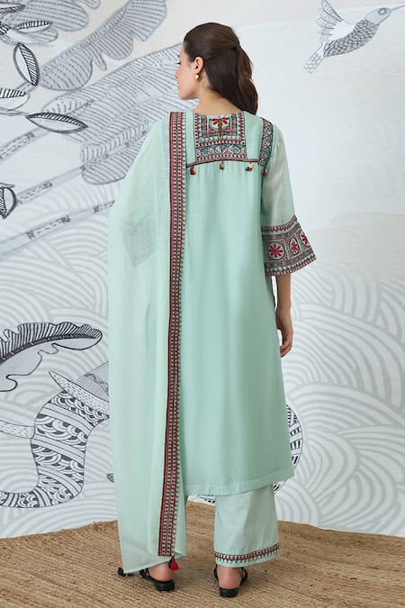 Shivani Bhargava Sage Green Embroidery Kurta Set 