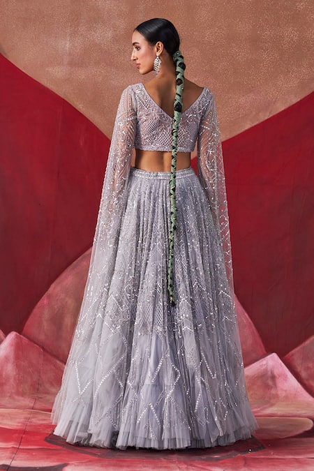 Jigar Mali Designer Grey Lehenga & Blouse Set 