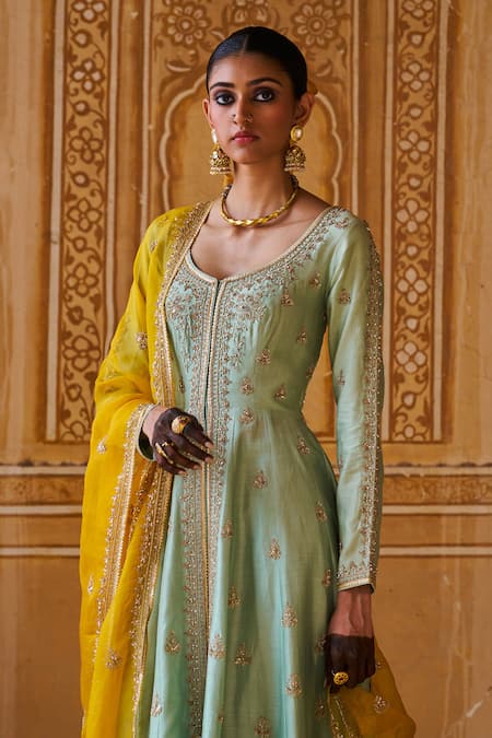 Jigar Mali Designer Chanderi Kurta Pant Set 