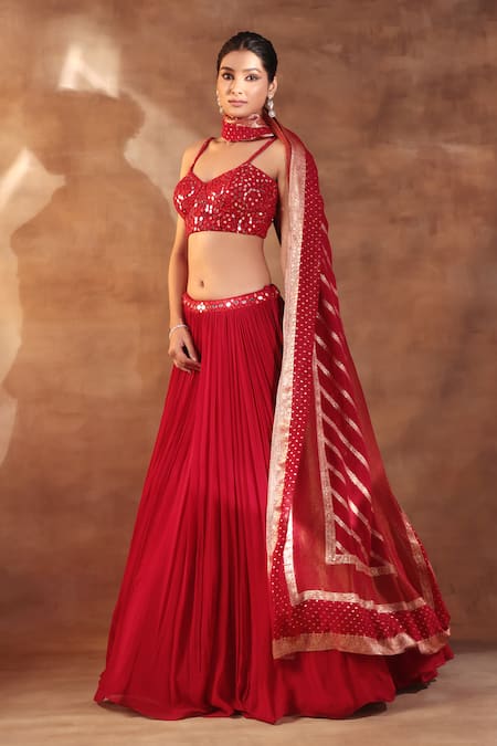 Meenagurnam Mirror Work Lehenga Set 