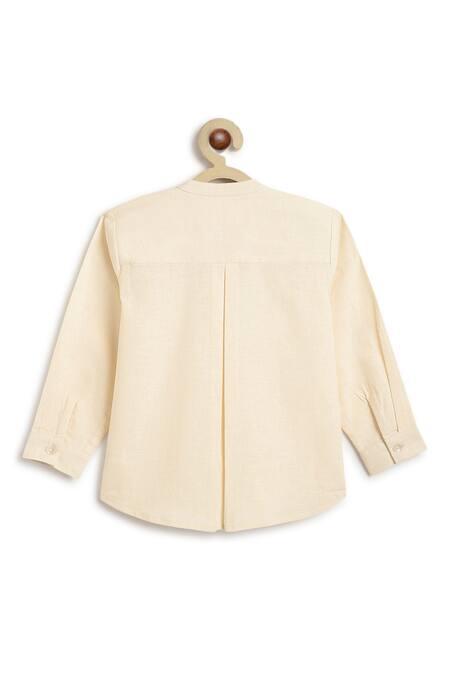 Shop_Tiber Taber_Cream Cotton Embroidery Designer Blue Boys Suit _Online_at_Aza_Fashions