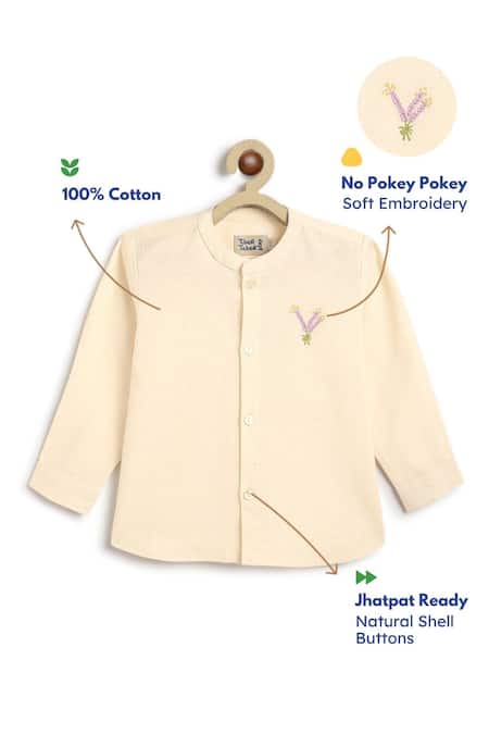 Shop Tiber Taber Cream Cotton Embroidery Designer Shirt Online at Aza Fashions Shop_Tiber Taber_Cream Cotton Embroidery Designer Shirt _Online_at_Aza_Fashions