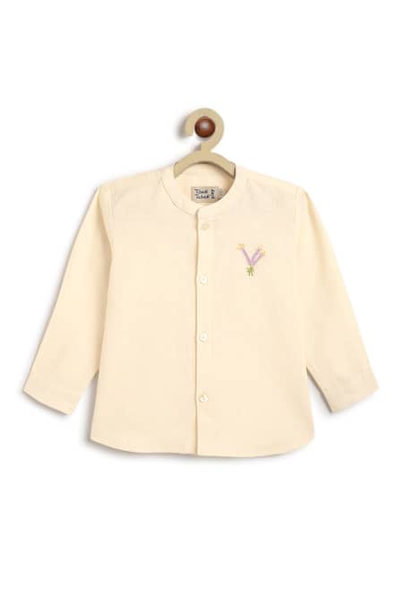 Tiber Taber Cream Cotton Embroidery Designer Shirt at Aza Fashions Tiber Taber_Cream Cotton Embroidery Designer Shirt _at_Aza_Fashions