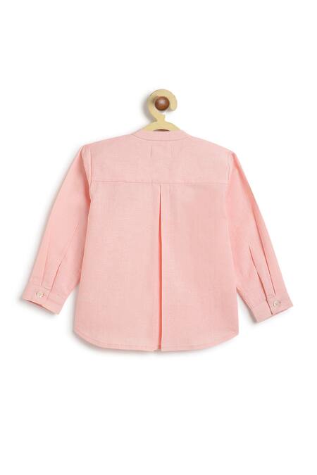 Shop Tiber Taber Pink Cotton Embroidery Designer Shirt Online at Aza Fashions Shop_Tiber Taber_Pink Cotton Embroidery Designer Shirt _Online_at_Aza_Fashions