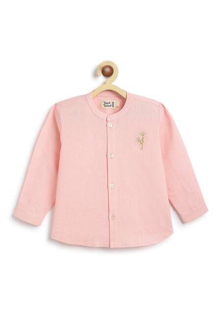 Tiber Taber Pink Cotton Embroidery Designer Shirt at Aza Fashions Tiber Taber_Pink Cotton Embroidery Designer Shirt _at_Aza_Fashions