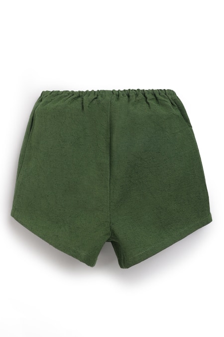 Shop_Tiber Taber_Green Cotton Embroidery Dress Set 