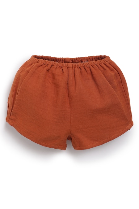 Buy_Tiber Taber_Rust Cotton Embroidery, Lace Dress Set 