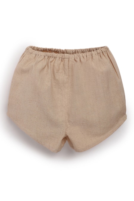 Tiber Taber_Beige Cotton Embroidery Dress Set _at_Aza_Fashions