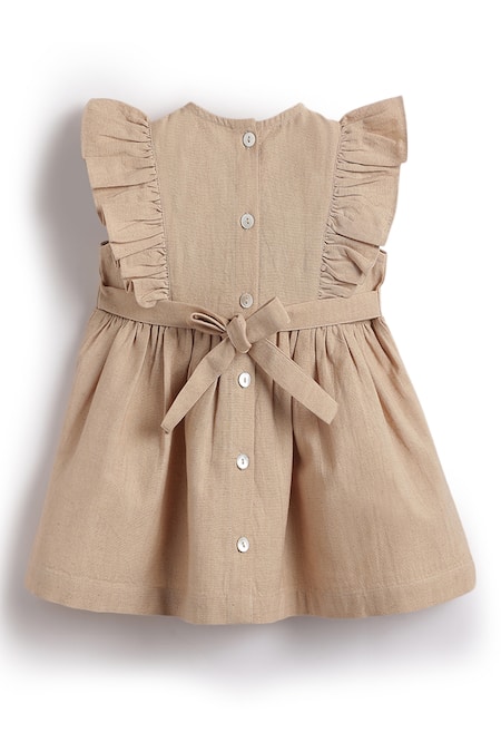 Shop_Tiber Taber_Beige Cotton Embroidery Dress Set 