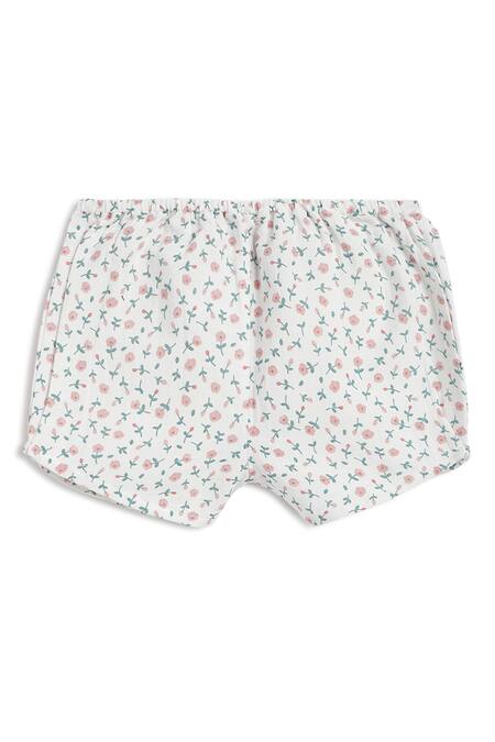 Tiber Taber_White Cotton Embroidery, Lace Floral Print Dress Set _at_Aza_Fashions