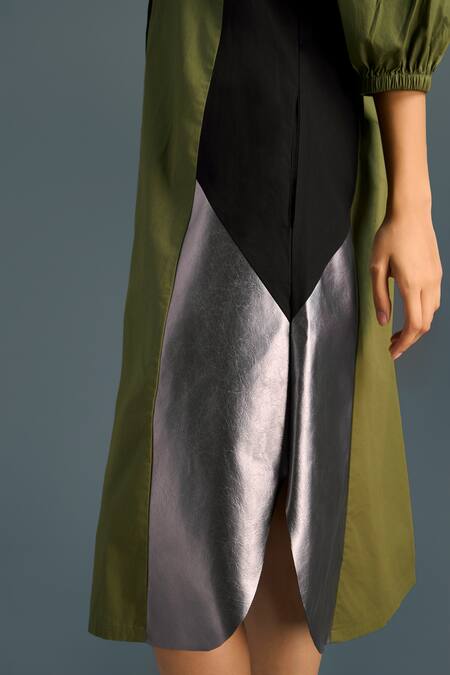 Deepika Arora_Green Cotton Collared Designer Dress _at_Aza_Fashions