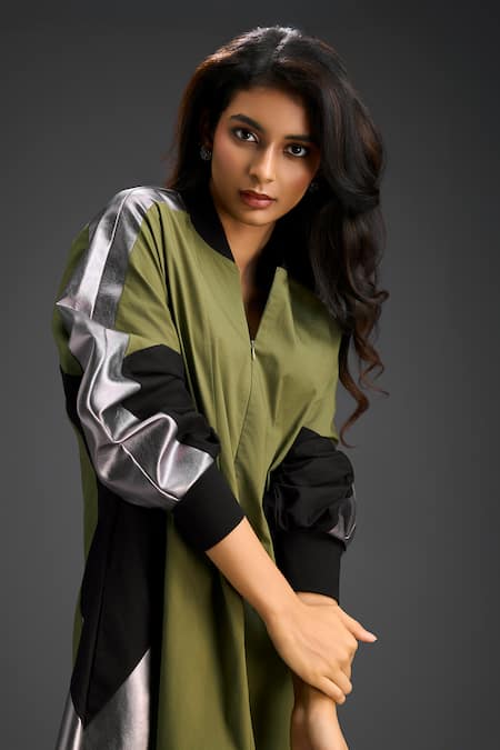 Deepika Arora Green Cotton Collared Designer Dress Online at Aza Fashions Deepika Arora_Green Cotton Collared Designer Dress _Online_at_Aza_Fashions