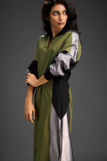 Deepika Arora Green Cotton Collared Designer Dress at Aza Fashions Deepika Arora_Green Cotton Collared Designer Dress _at_Aza_Fashions