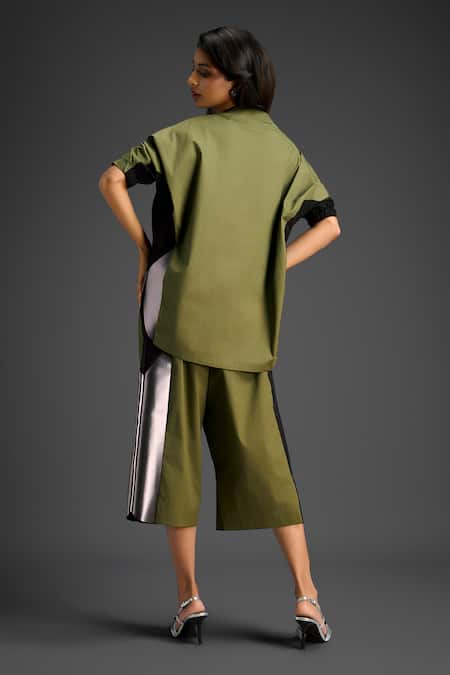 Deepika Arora Designer Green Cotton Shirt & Pant Set 