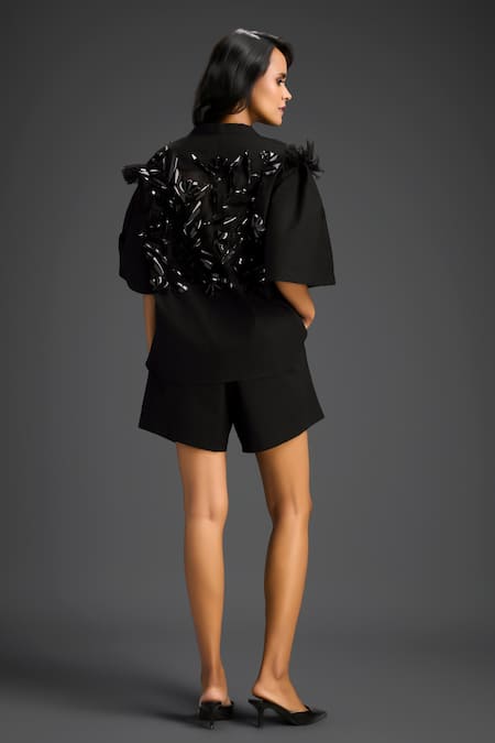 Deepika Arora Designer Black Shirt & Shorts Set 