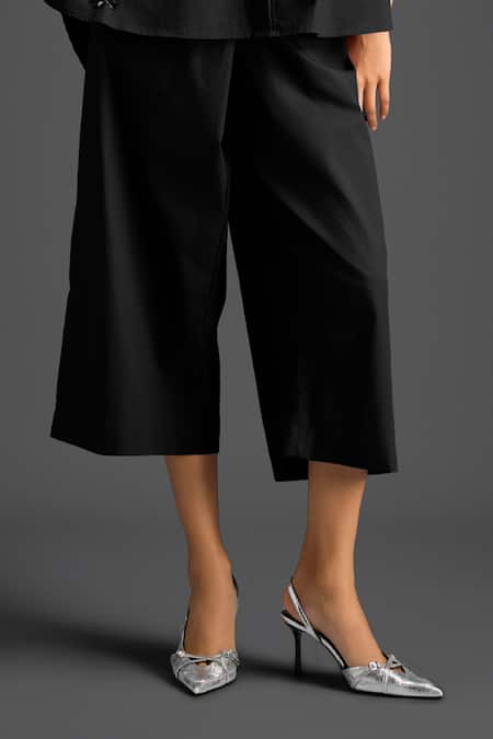 Deepika Arora_Black Cotton Collared Designer Shirt And Pant Set _Online_at_Aza_Fashions