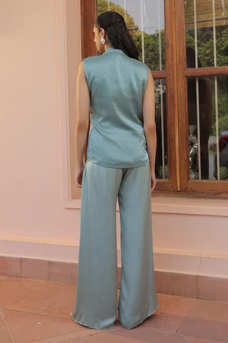 Label Astha Chhabra Sage Green Designer Blazer & Pant Set 