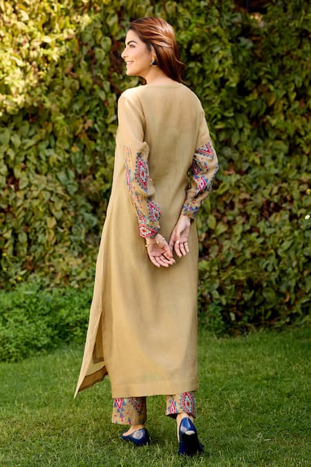 Naaz By Noor Olive Chanderi Kurta Pant Set 