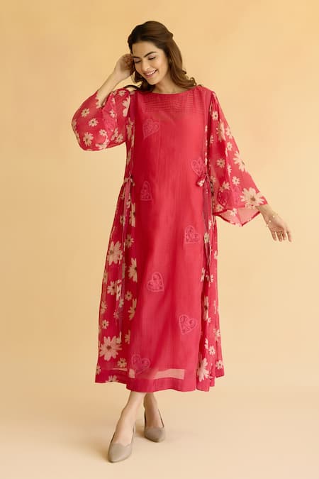 Naaz By Noor Floral Embroidered Chanderi Dress
