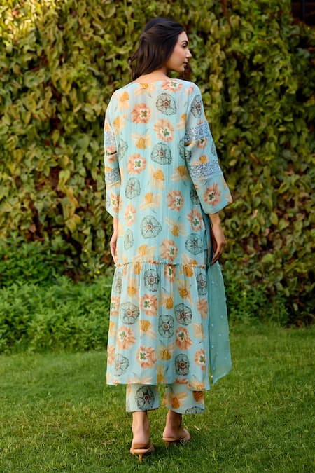 Naaz By Noor Blue Printed Kurta Set  