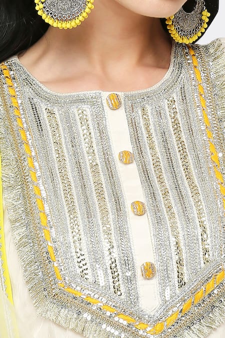 Shop_Neha Mehra_White Silk Embroidery, Sequins Round Neck Designer Kurta Pant Set _Online_at_Aza_Fashions