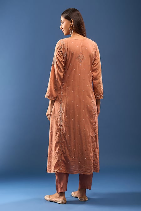 Samyukta Singhania Peach Chanderi Cotton Kurta Set 