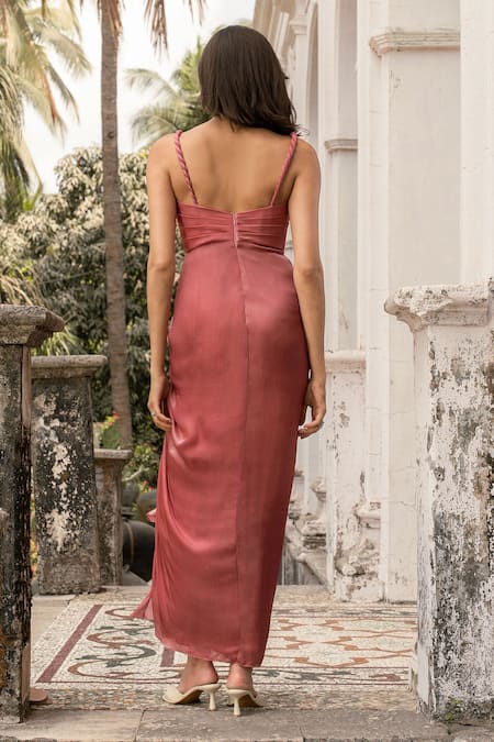 Parshya Pink Satin Designer Dress 