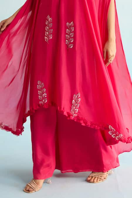 Shop House Of Armuse Pink Rayon Sequins V-neck Orla Hot Kaftan Online at Aza Fashions Shop_House Of Armuse_Pink Rayon Sequins V-neck Orla Hot Kaftan _Online_at_Aza_Fashions