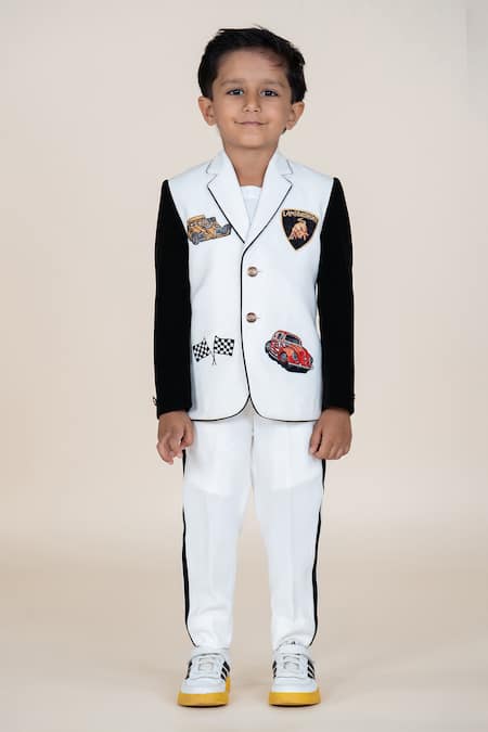 Little Boys Closet Embroidered Car Motif Blazer & Pant Set 