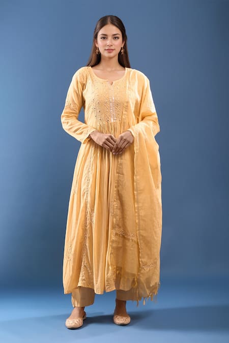 Samyukta Singhania Chanderi Chikankari Kurta Set 