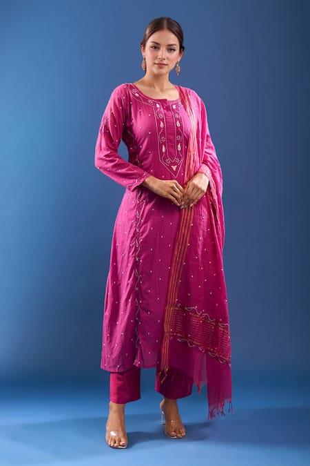 Samyukta Singhania Chanderi Chikankari Kurta Set 