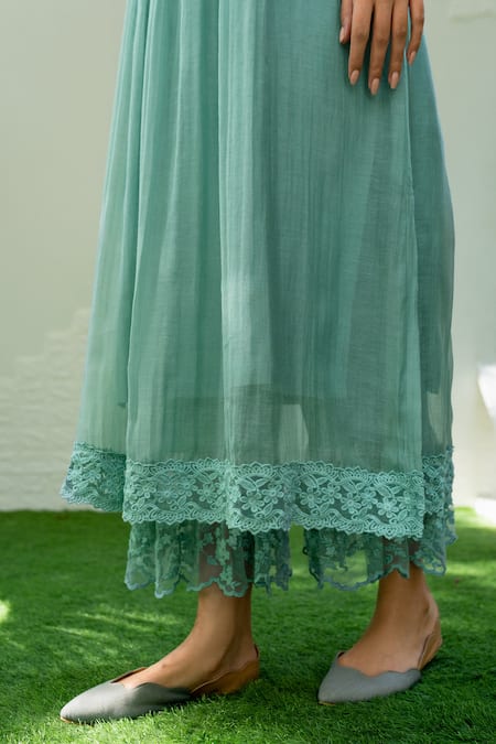 Naaz By Noor Blue Cotton, Organza, Chanderi Thread Work, 3d Embroidered Kurta And Palazzo Set at Aza Fashions Naaz By Noor_Blue Cotton, Organza, Chanderi Thread Work, 3d Embroidered Kurta And Palazzo Set _at_Aza_Fashions