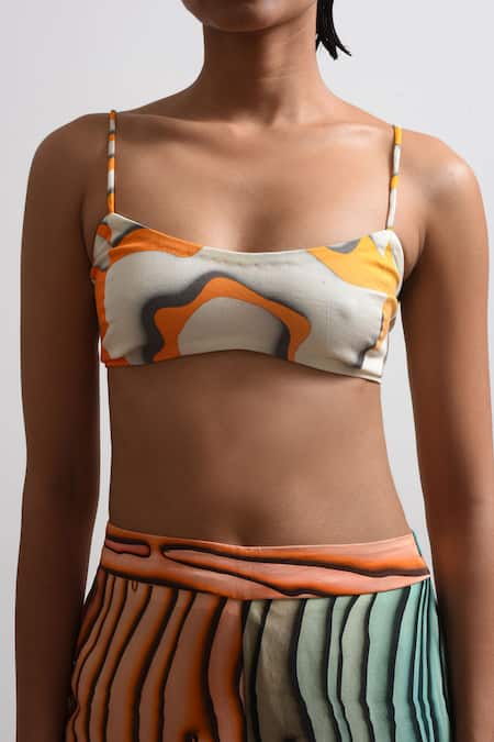 Forty Four_Multi Color Satin V-neck Printed Breeze Co-ord Set _Online_at_Aza_Fashions