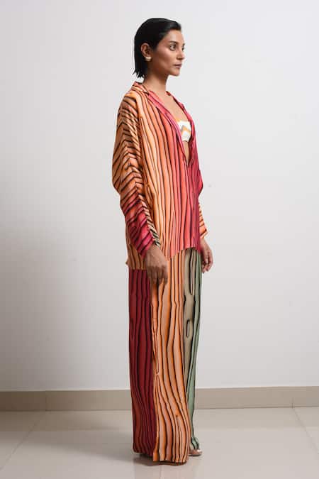 Buy_Forty Four_Multi Color Satin V-neck Printed Breeze Co-ord Set 