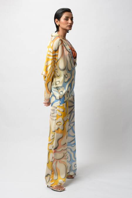 Buy_Forty Four_Multi Color Satin Scoop Neck Printed Breeze Co-ord Set _Online_at_Aza_Fashions