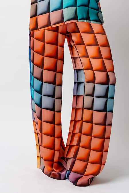 Shop_Forty Four_Multi Color Satin Scoop Neck Printed Breeze Co-ord Set _Online_at_Aza_Fashions