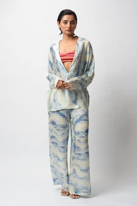 Shop_Forty Four_Multi Color Satin Scoop Neck Printed Breeze Co-ord Set _Online_at_Aza_Fashions