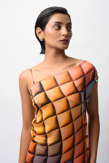 Shop_Forty Four_Multi Color Satin Cowl , Scoop Allure Backless Resort Dress _Online_at_Aza_Fashions