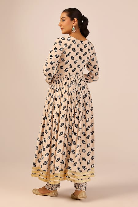 Palak & Mehak Floral Print Chanderi Anarkali Set 