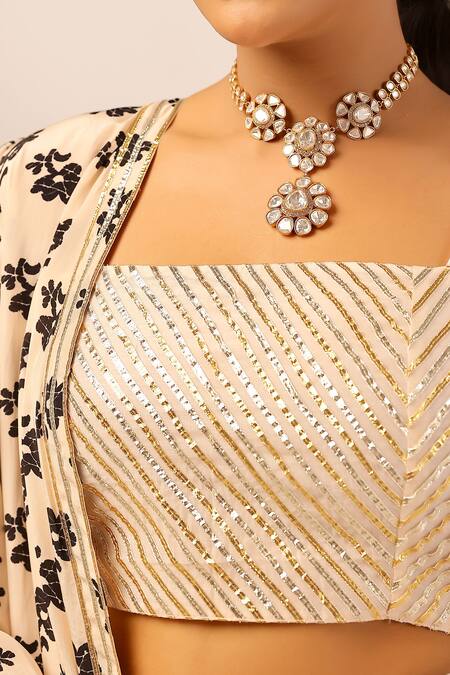 Palak & Mehak_Beige Crepe Embroidery, Sequins Open , Square Floral Print Jacket Set _at_Aza_Fashions