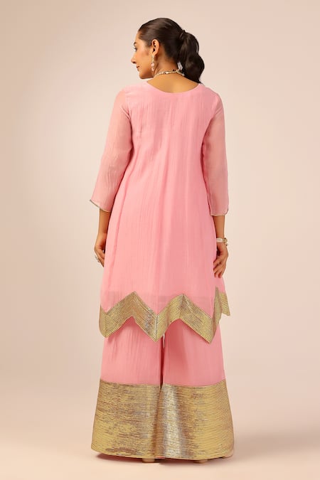 Palak & Mehak Designer Pink Chanderi Kurta Set 