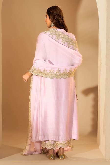 Roohbyridhimaa Lilac Zari Embroidered Kurta Set 